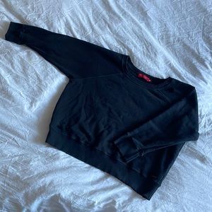 Philanthropy Cropped Sleeve Distressed Sweater